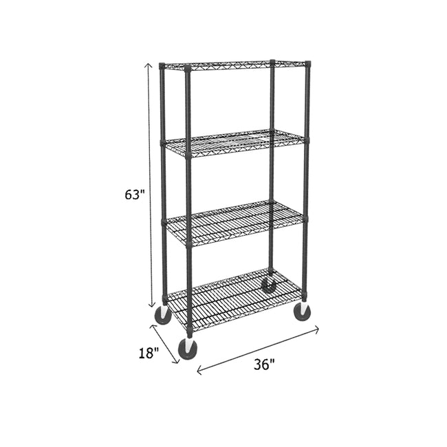 NSF Certified Black Mobile Wire Shelving