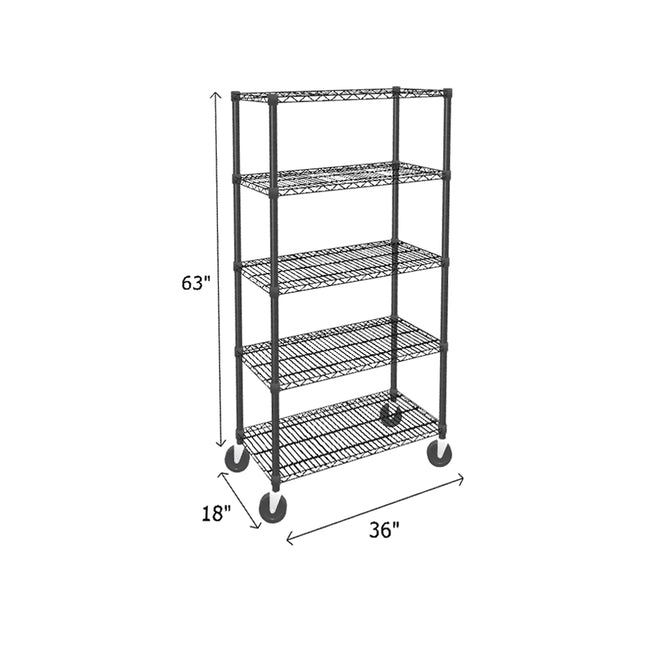 NSF Certified Black Mobile Wire Shelving