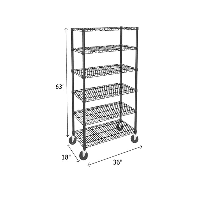 NSF Certified Black Mobile Wire Shelving