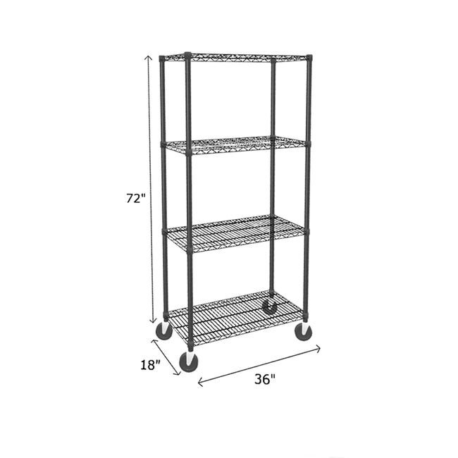 NSF Certified Black Mobile Wire Shelving