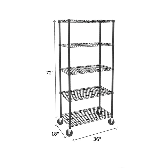 NSF Certified Black Mobile Wire Shelving