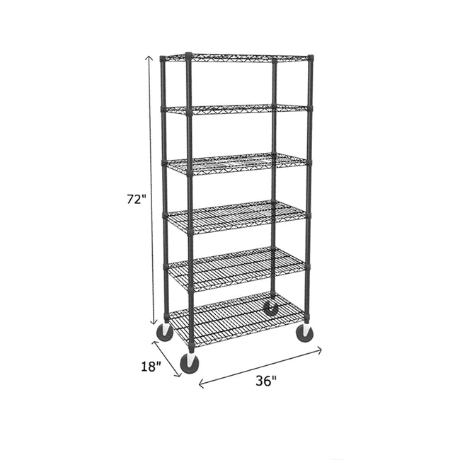 NSF Certified Black Mobile Wire Shelving