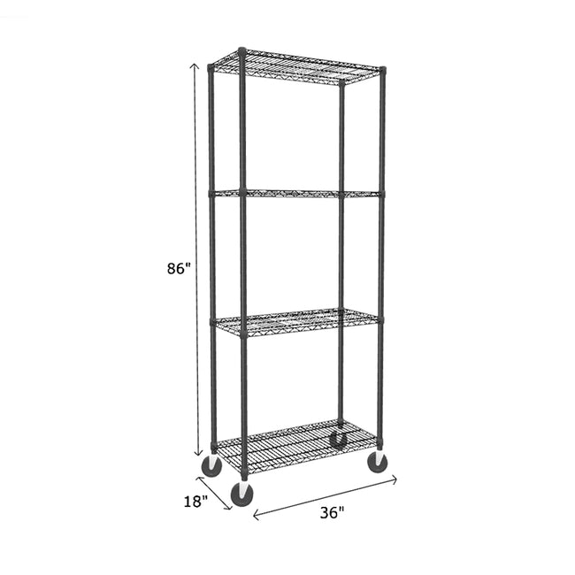 NSF Certified Black Mobile Wire Shelving