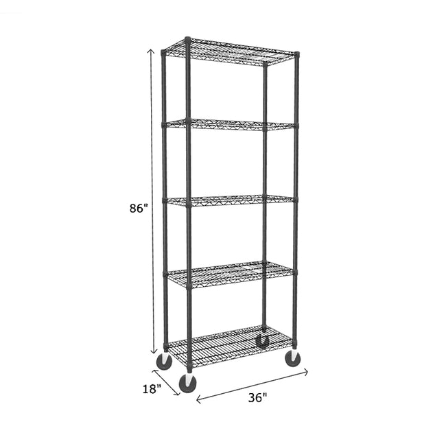 NSF Certified Black Mobile Wire Shelving