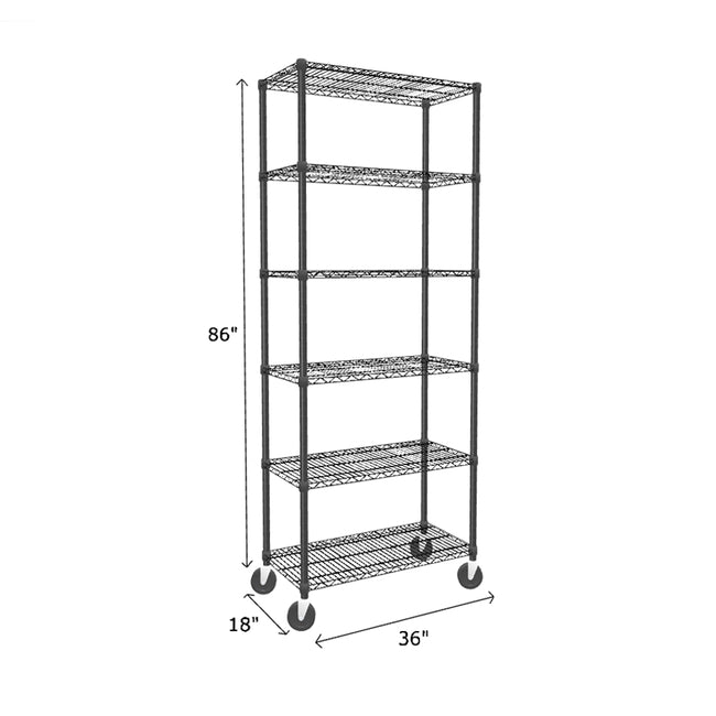 NSF Certified Black Mobile Wire Shelving