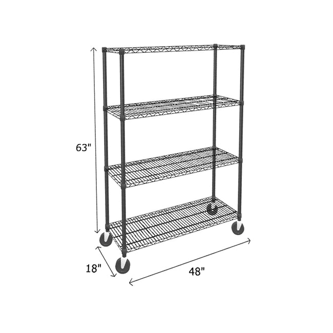 NSF Certified Black Mobile Wire Shelving