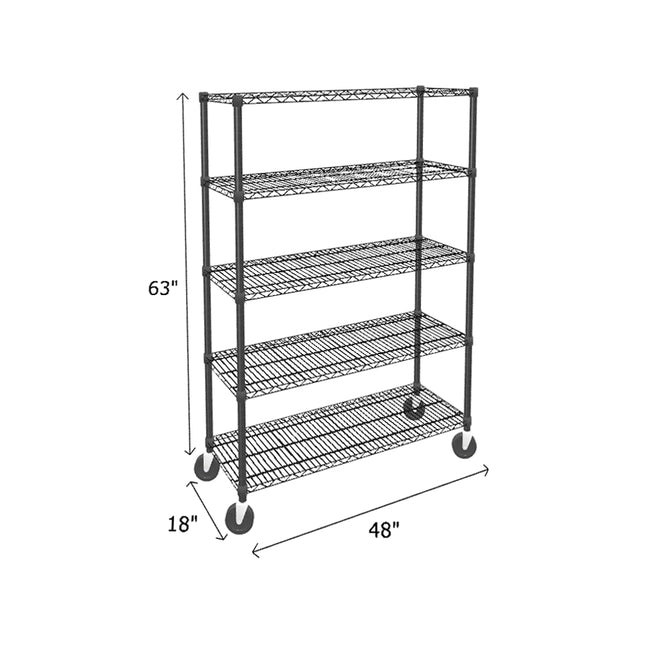 NSF Certified Black Mobile Wire Shelving