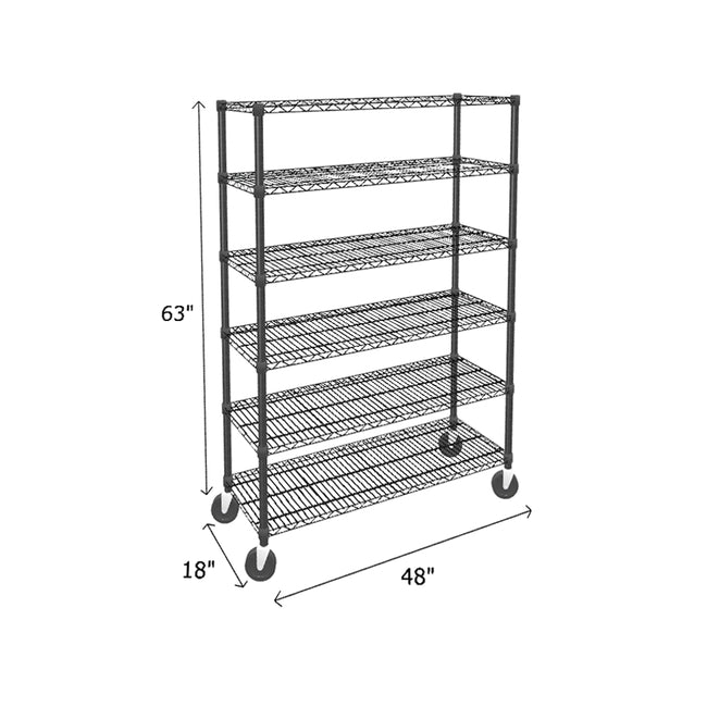 NSF Certified Black Mobile Wire Shelving