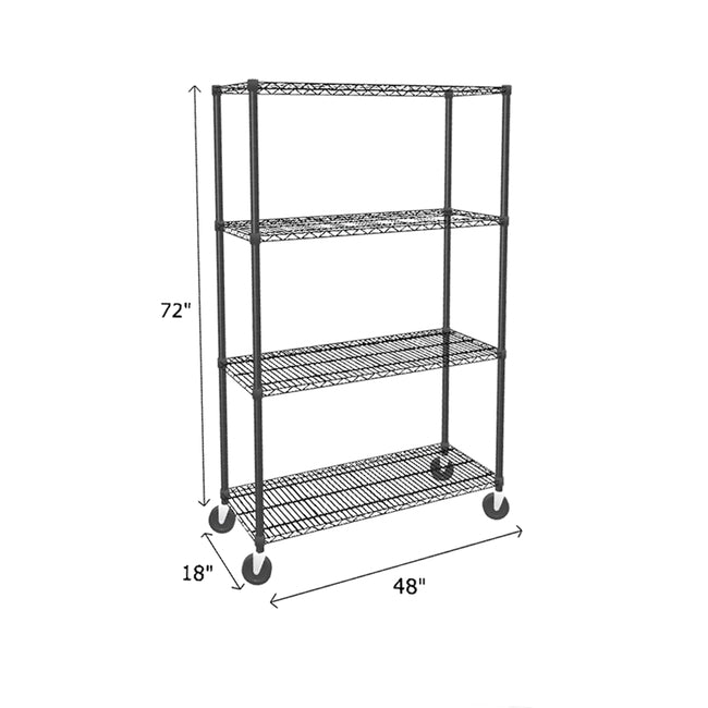 NSF Certified Black Mobile Wire Shelving