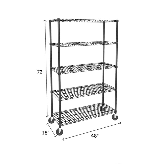 NSF Certified Black Mobile Wire Shelving