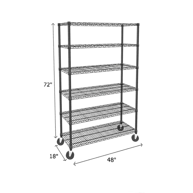 NSF Certified Black Mobile Wire Shelving