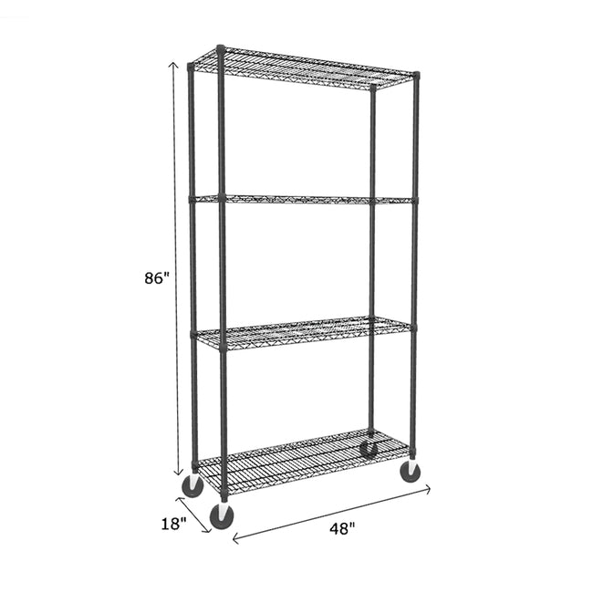 NSF Certified Black Mobile Wire Shelving