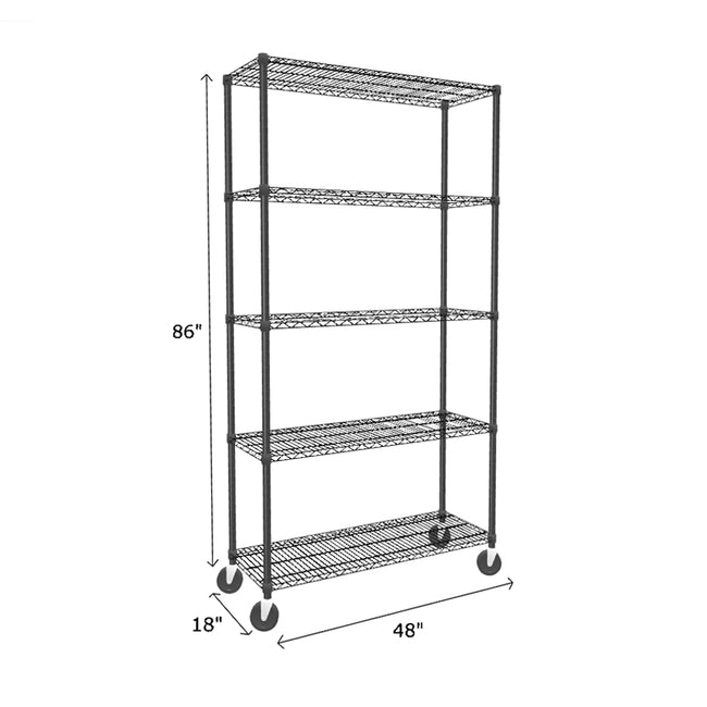 NSF Certified Black Mobile Wire Shelving