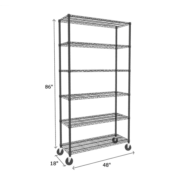 NSF Certified Black Mobile Wire Shelving