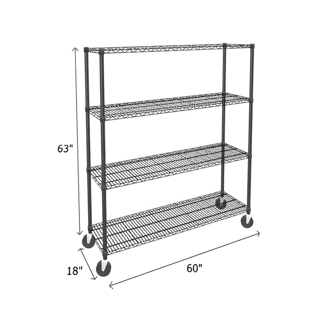 NSF Certified Black Mobile Wire Shelving