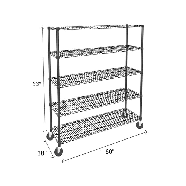 NSF Certified Black Mobile Wire Shelving