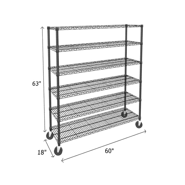 NSF Certified Black Mobile Wire Shelving