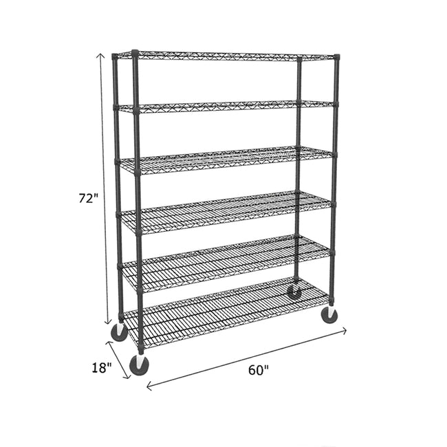 NSF Certified Black Mobile Wire Shelving