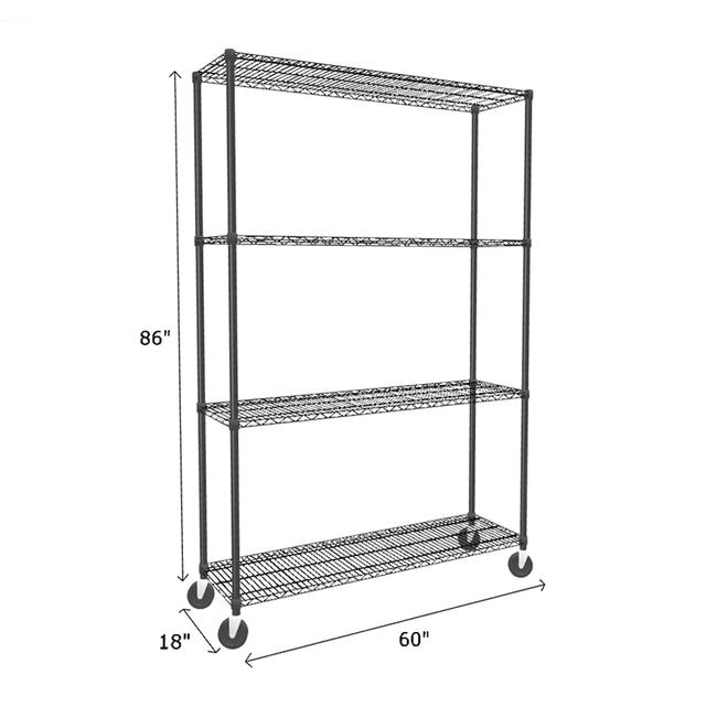 NSF Certified Black Mobile Wire Shelving