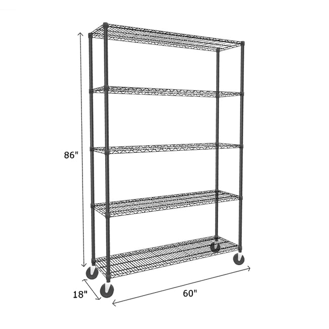 NSF Certified Black Mobile Wire Shelving