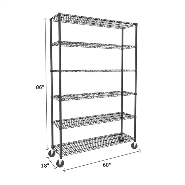 NSF Certified Black Mobile Wire Shelving