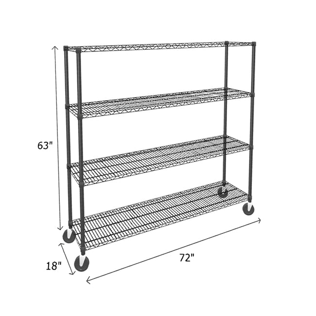 NSF Certified Black Mobile Wire Shelving