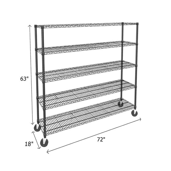 NSF Certified Black Mobile Wire Shelving