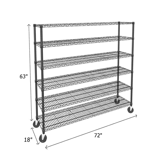 NSF Certified Black Mobile Wire Shelving