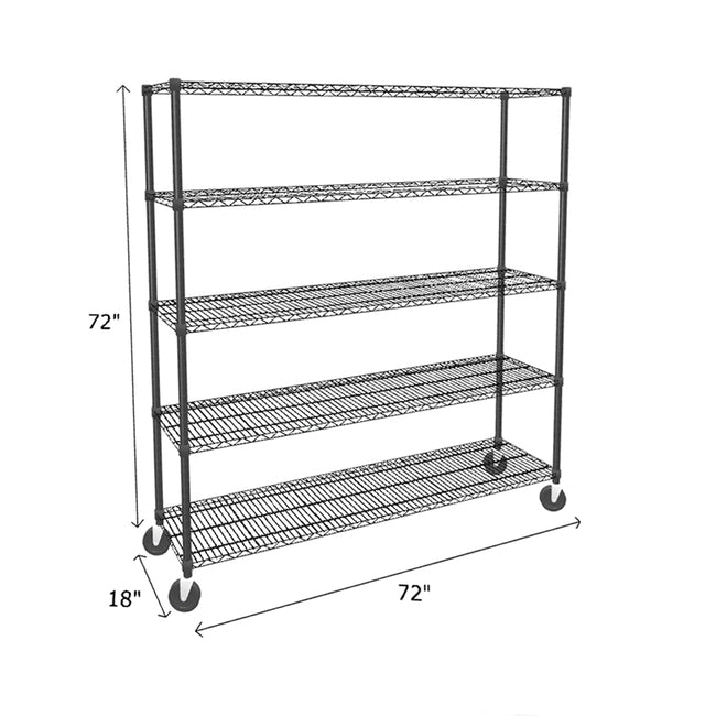 NSF Certified Black Mobile Wire Shelving