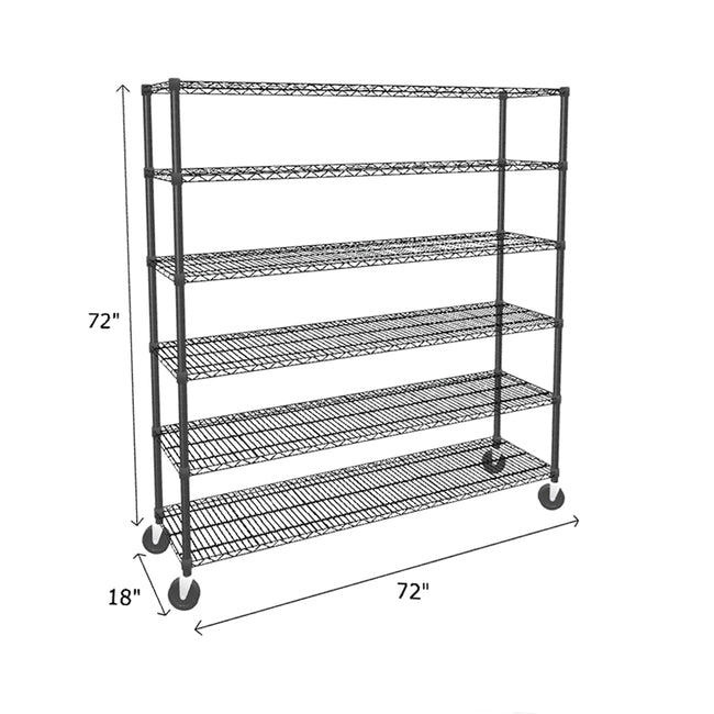 NSF Certified Black Mobile Wire Shelving