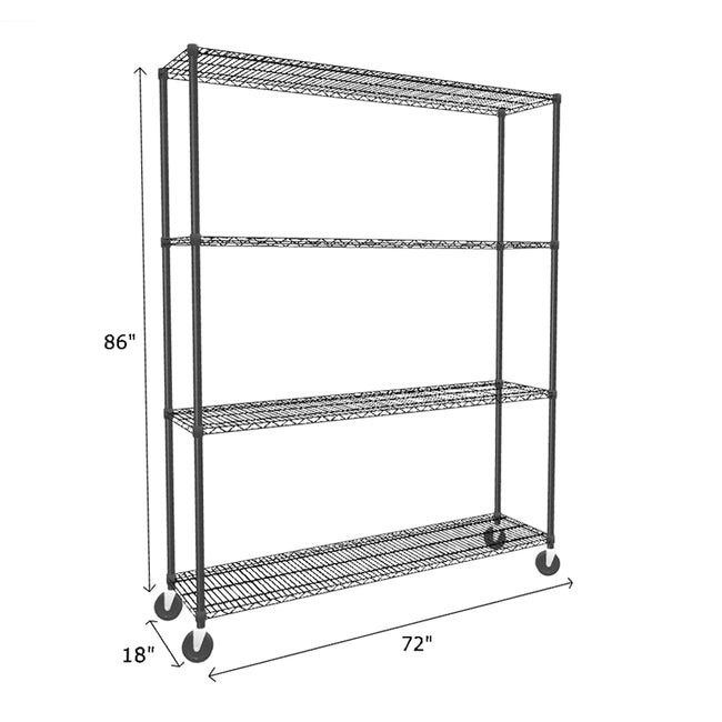 NSF Certified Black Mobile Wire Shelving