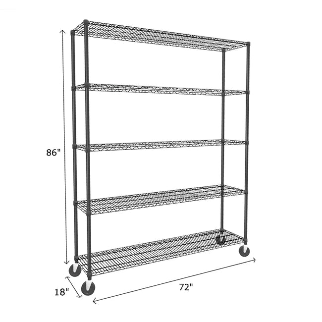 NSF Certified Black Mobile Wire Shelving