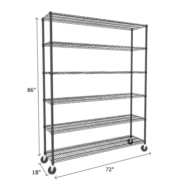 NSF Certified Black Mobile Wire Shelving