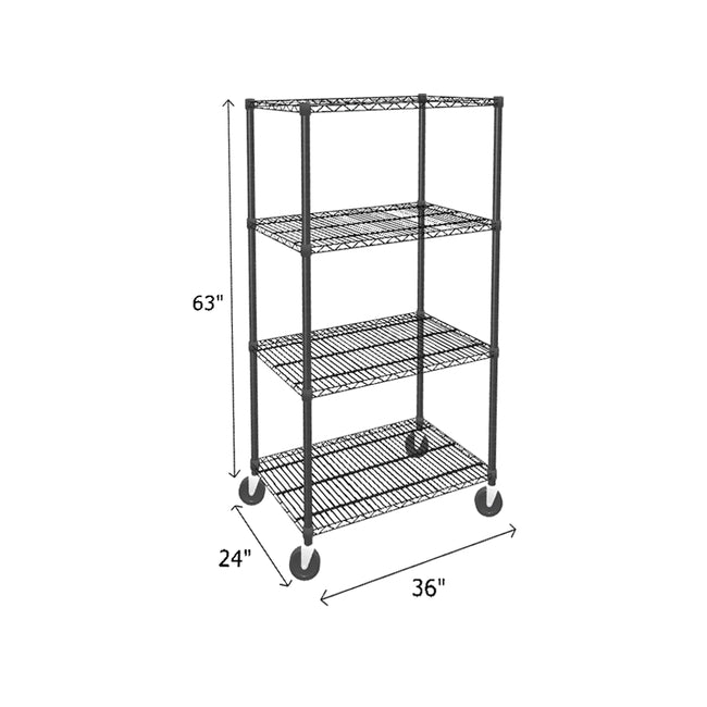 NSF Certified Black Mobile Wire Shelving