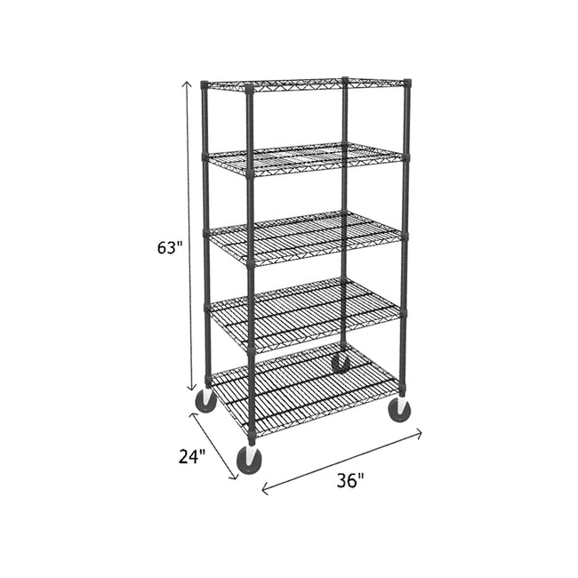 NSF Certified Black Mobile Wire Shelving