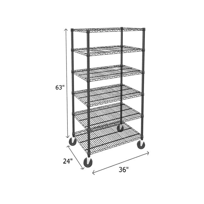 NSF Certified Black Mobile Wire Shelving