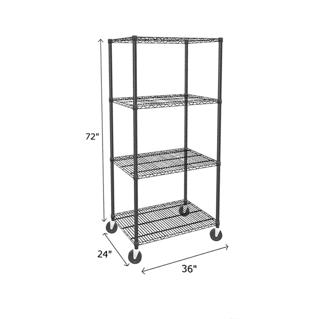 NSF Certified Black Mobile Wire Shelving