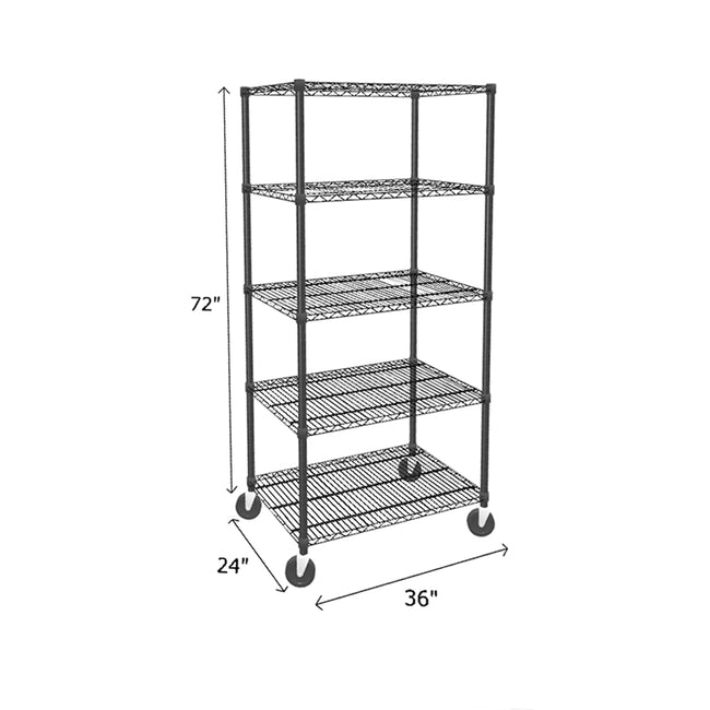 NSF Certified Black Mobile Wire Shelving