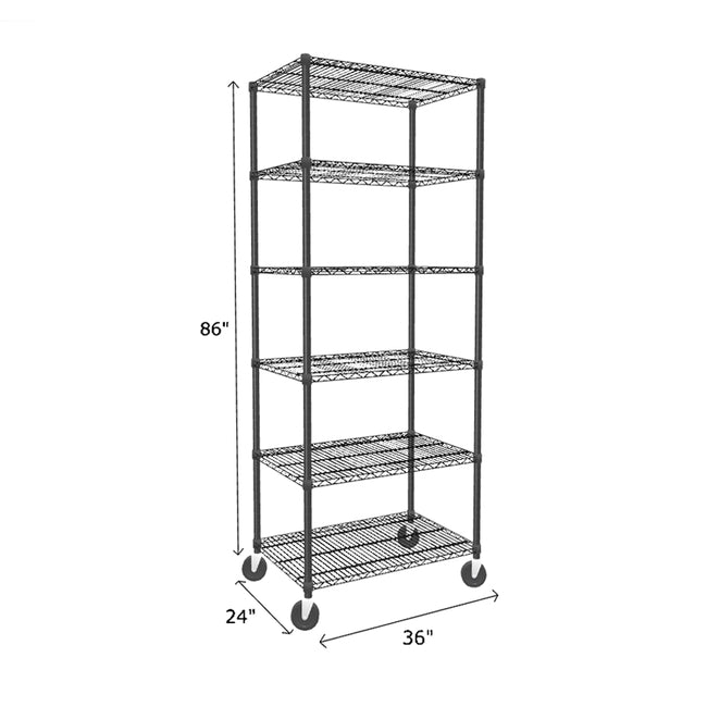 NSF Certified Black Mobile Wire Shelving