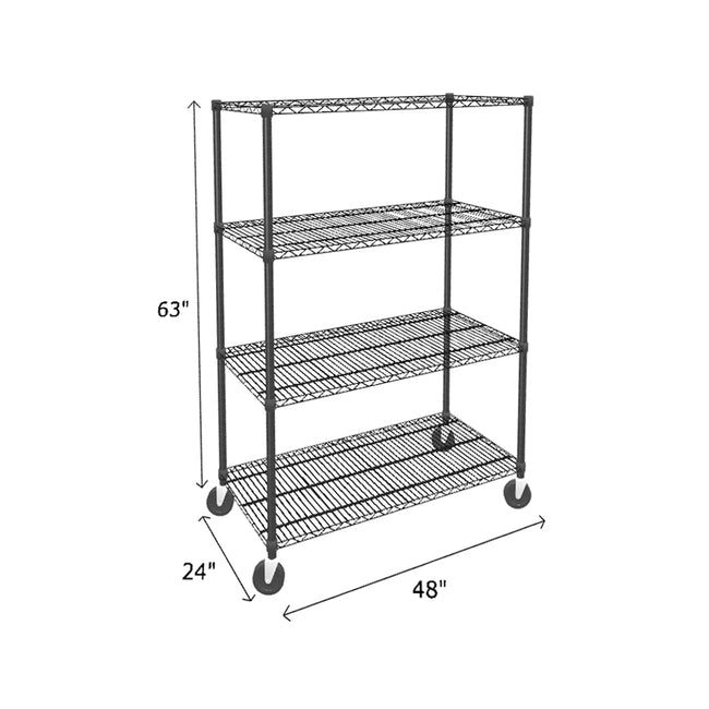 NSF Certified Black Mobile Wire Shelving