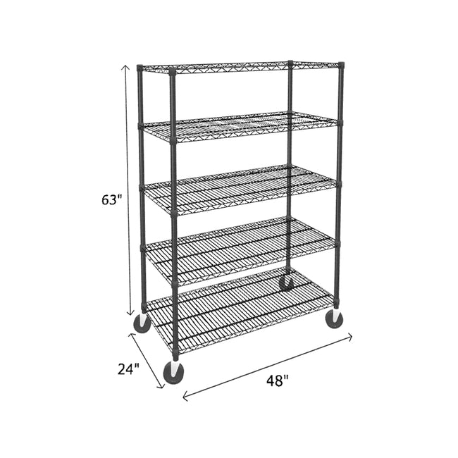 NSF Certified Black Mobile Wire Shelving