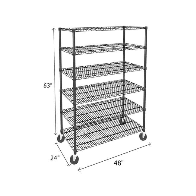 NSF Certified Black Mobile Wire Shelving