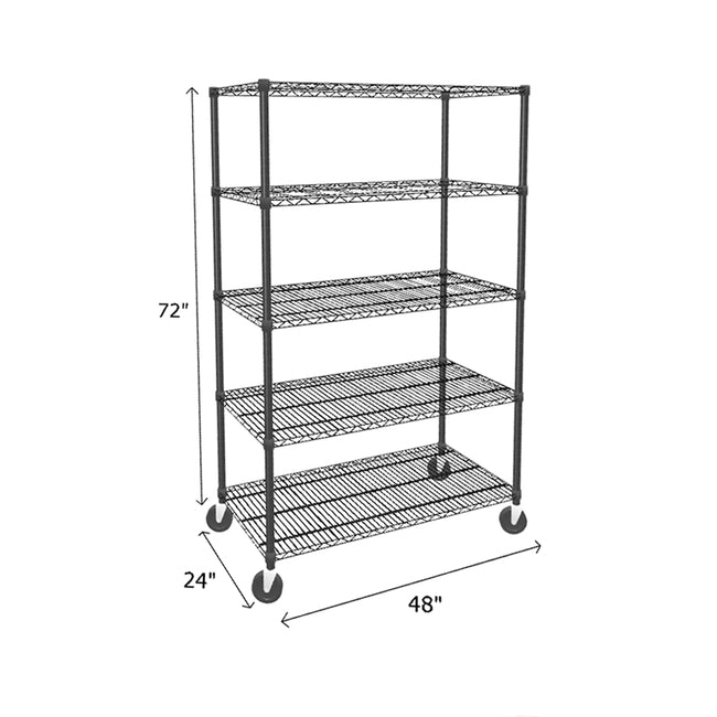 NSF Certified Black Mobile Wire Shelving