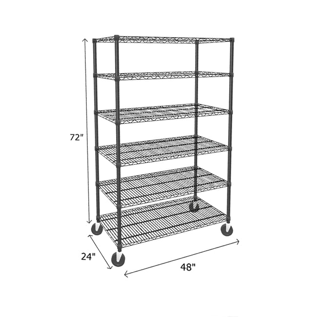 NSF Certified Black Mobile Wire Shelving