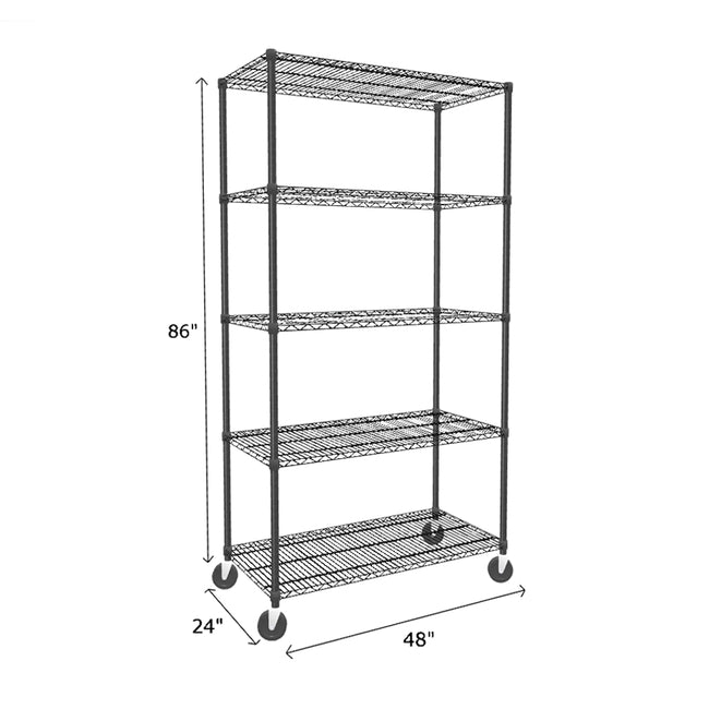 NSF Certified Black Mobile Wire Shelving