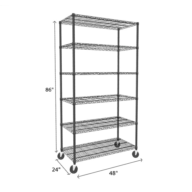 NSF Certified Black Mobile Wire Shelving