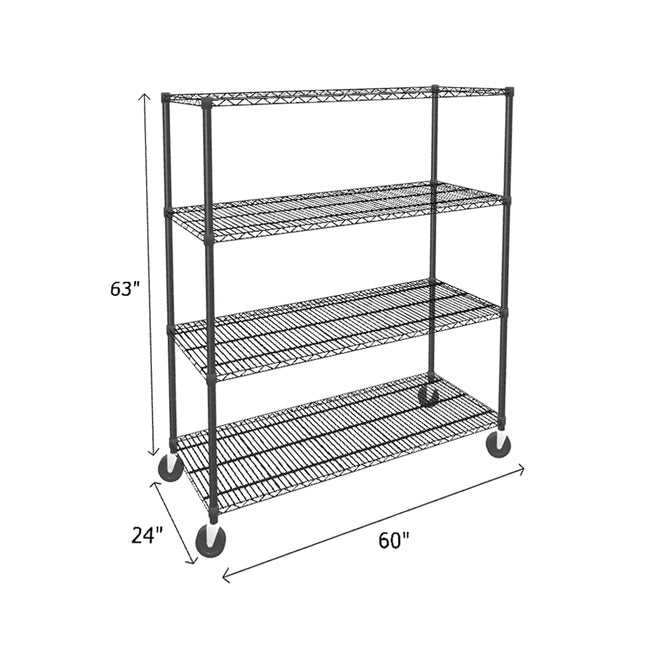 NSF Certified Black Mobile Wire Shelving