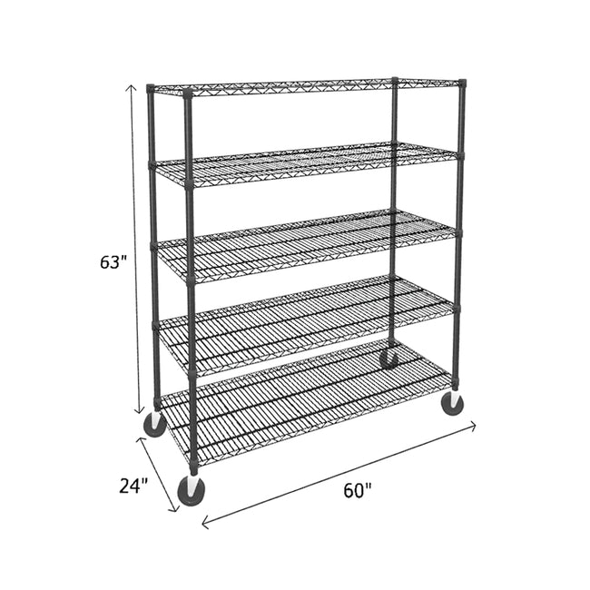 NSF Certified Black Mobile Wire Shelving