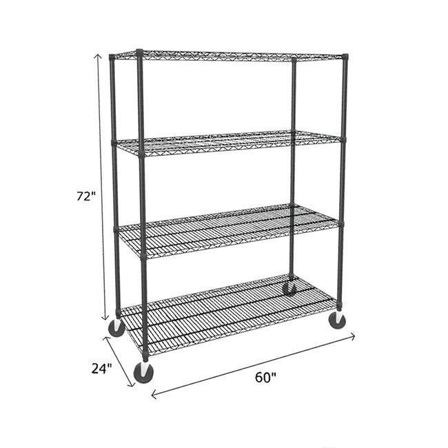 NSF Certified Black Mobile Wire Shelving