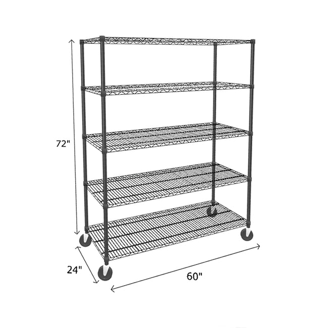 NSF Certified Black Mobile Wire Shelving